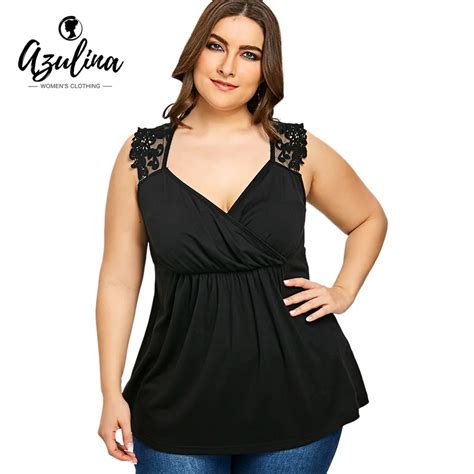 Azulina Plus Size Lace Trim Empire Waist Tank Top Casual Sweetheart