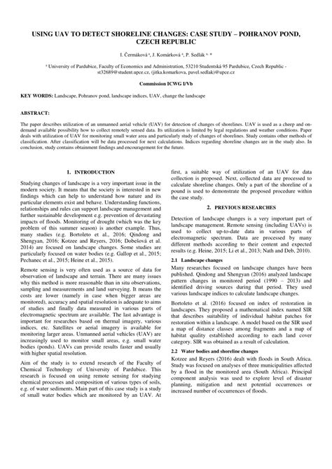 (PDF) USING UAV TO DETECT SHORELINE CHANGES: CASE STUDY – POHRANOV POND ...