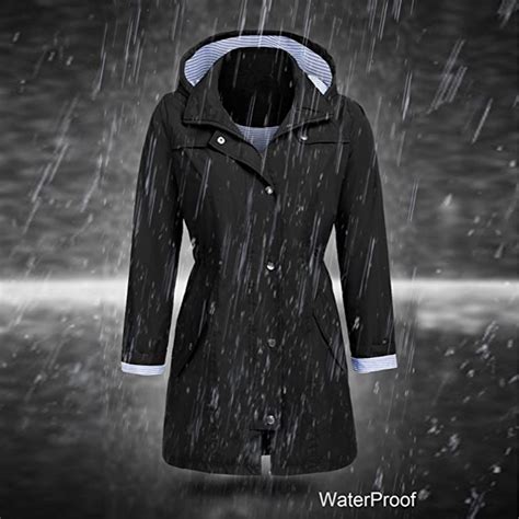 Buy Miss Fashion Waterproof Windproof Hooded Coat Womens Solid Rain