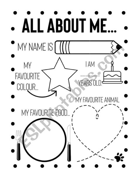 All About Me Esl Worksheet By Missyass