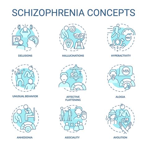 Schizophrenia Disorder Soft Blue Concept Icons Icon Pack Vector Images Round Shape