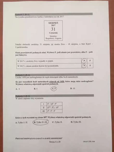 Egzamin ósmoklasisty 2019 Matematyka Odpowiedzi Arkusz Cke Gazeta