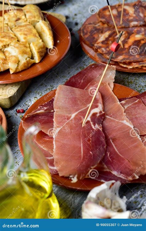 Assortment Of Spanish Cold Meats And Tapas Stock Image Image Of Cured