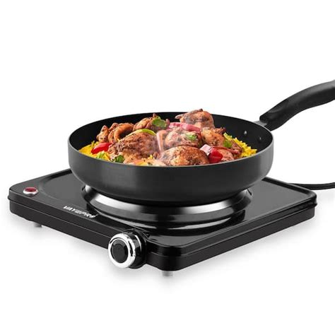 Numhew Single Burner 7 In Stainless Steel Hot Plate In Black 1500W Portable Electric Stove