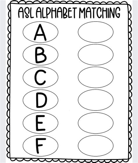 ASL Alphabet Matching Worksheets