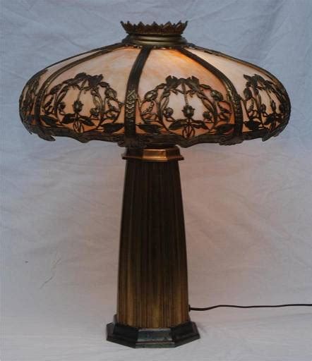 Ant Pittsburgh Slag Glass Shade Lamp Bronze Base