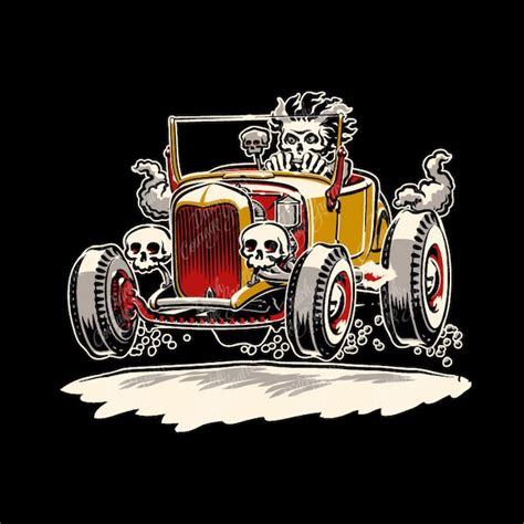 Hot Rod Drawing Etsy