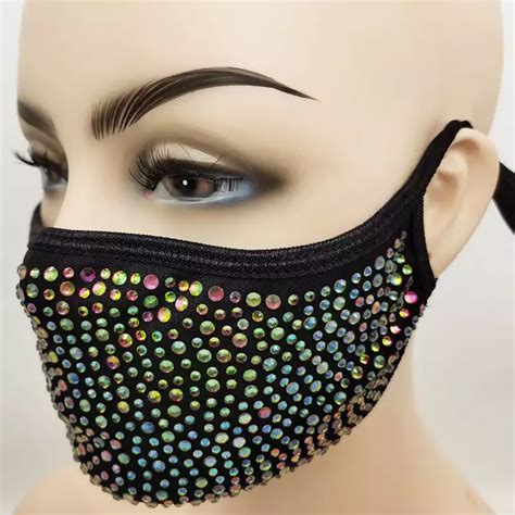 black + AB rhinestone mask – Mask World