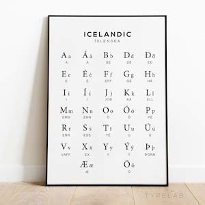 Icelandic Alphabet Chart Print, Iceland Language Chart Wall Art, Black ...