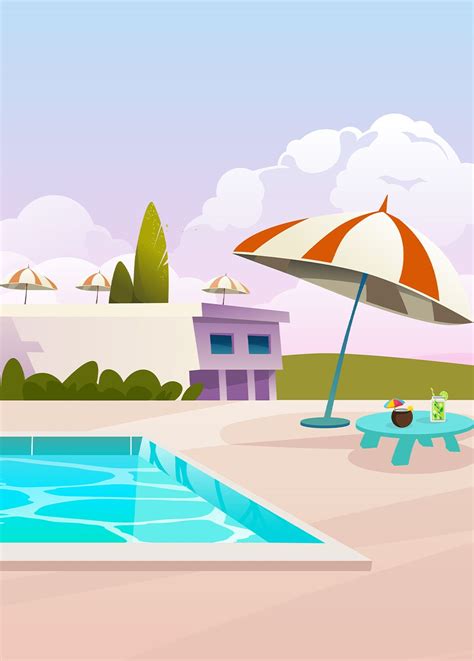 Cartoon Pool Background in 2024 | Pool drawing, Swimming pool drawing, Pool art