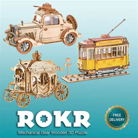 ROKR VINTAGE AUTO Wagen Kutsche Coach Tram Straßenbahn Modellbausätze