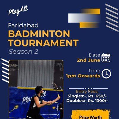 Faridabad Badminton Tournament Faridabad 88 PlayAll Badminton Arena