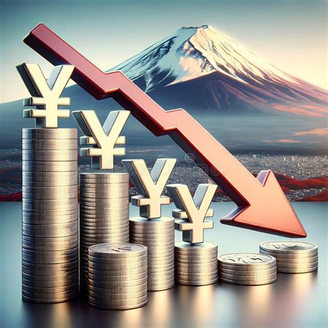 Japanese Yen Weakening With Mount Fuji Background Stock Illustration