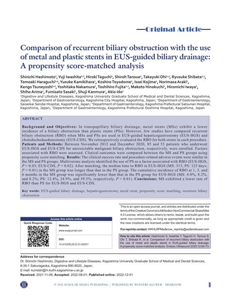 PDF Comparison Of Recurrent Biliary Obstruction With The Use Of Metal