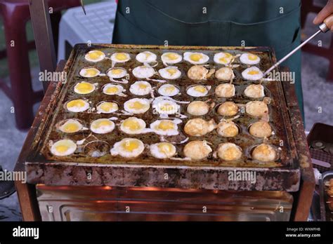 Taiwan Food Market In Lukang Fried Quail Eggs Stock Photo Alamy