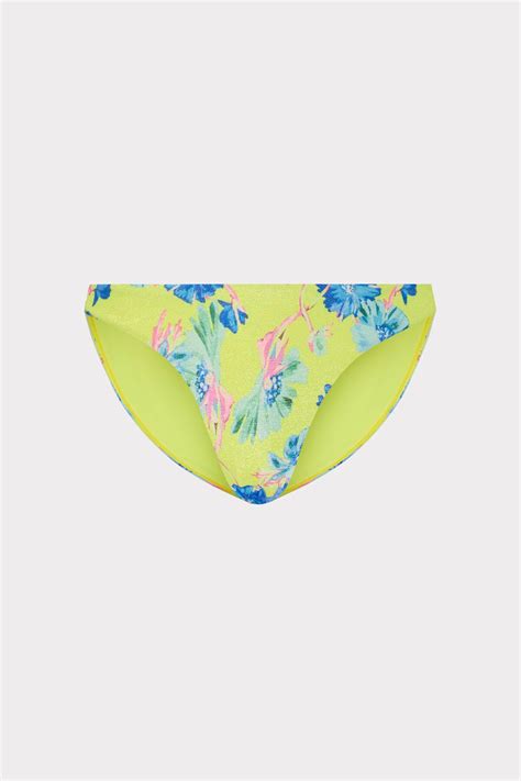 MILLY CABANA Margot Floating Cosmos Bikini Bottom Neon Yellow