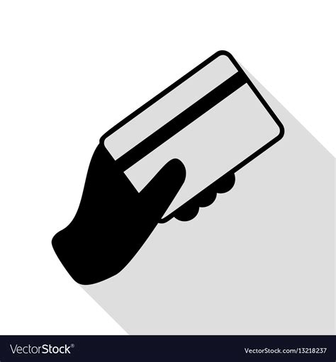 Hand Holding A Credit Card Black Icon With Flat Vector Image