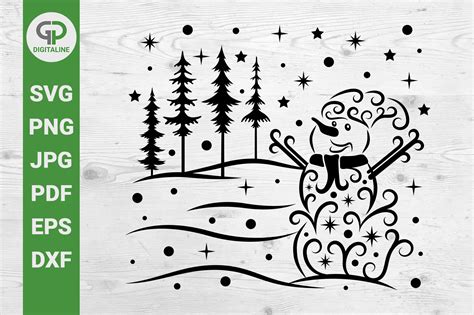 Swirly Snowman Svg Christmas Night Svg Graphic By Gpdigitalines · Creative Fabrica