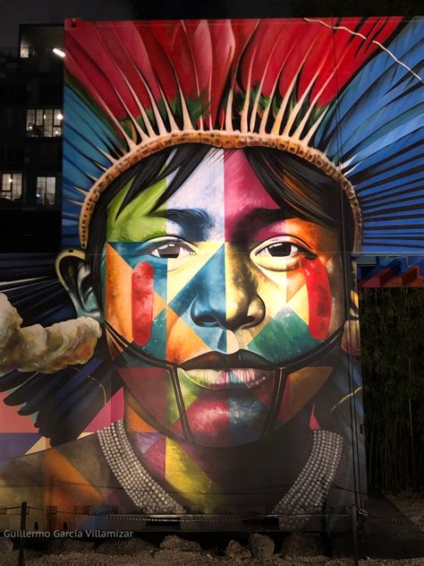 Rostro De Un Ind Gena En Un Mural De Wynwood Miami Por Guillermo