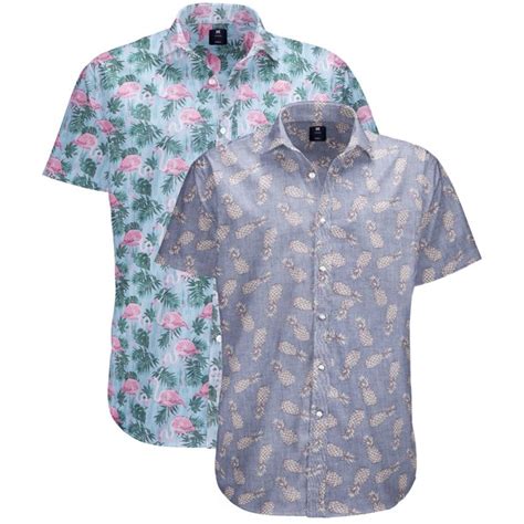 Visive Mens Hawaiian Shirt Big And Tall Short Sleeve Button Down Up