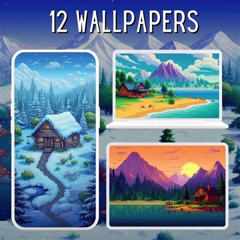 12 Stardew Valley Landscape Wallpaper Bundle Game Wallpaper Gift Summer ...