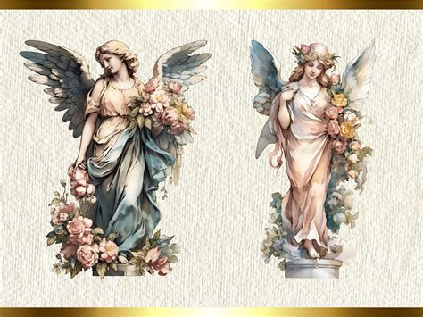 Heavenly Angels Clipart Set Watercolor Statue Art 10 PNG Images With ...