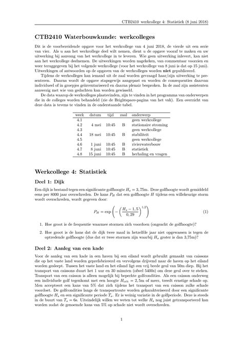 Werkcollege 4 Opgave CTB2410 Werkcollege 4 Statistiek 8 Juni 2018