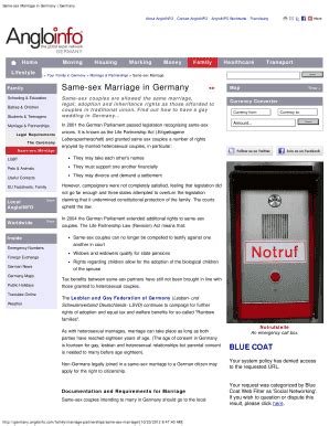Fillable Online Same Sex Marriage In Germany Germany Fax Email Print Pdffiller