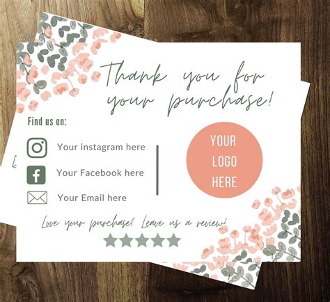 Thank You Cards, Instant Download, Canva Template, Printable Editable ...