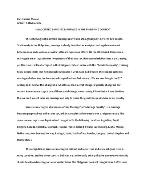 Position Paper Pdf Same Sex Marriage Same Sex Relationship