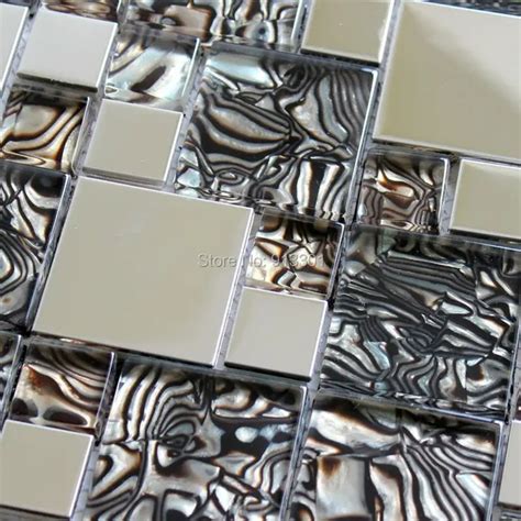 Carreaux de mosaïque de métal miroir en acier inoxydable cuisine