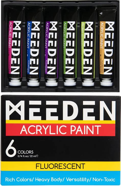 MEEDEN Fluorescent Acrylic Paint Set Heavy Body Neon Acrylic Paint