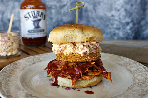 Bbq Chicken Sandwich With Fried Green Tomato And Bacon Pimento Cheese Dixie Chik Cooks