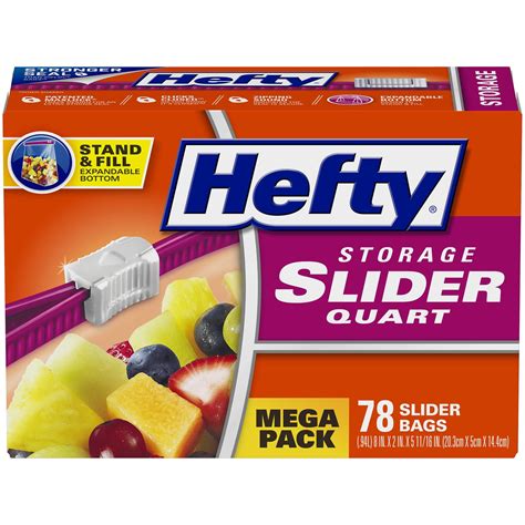 Hefty Slider Storage Bags Quart Size 78 Count Pack Of 1