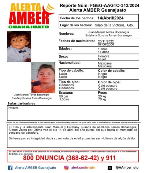 Alerta Amber Guanajuato Reportan 49 Menores Desaparecidos En Abril 13