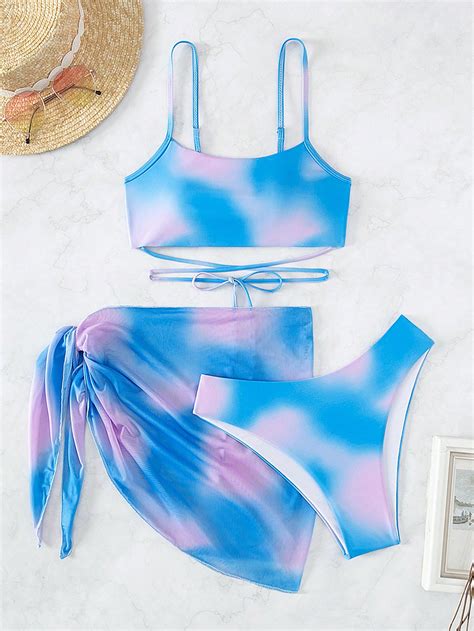 SHEIN Swim Vcay Bañador bikini de ombré con falda de playa Moda de