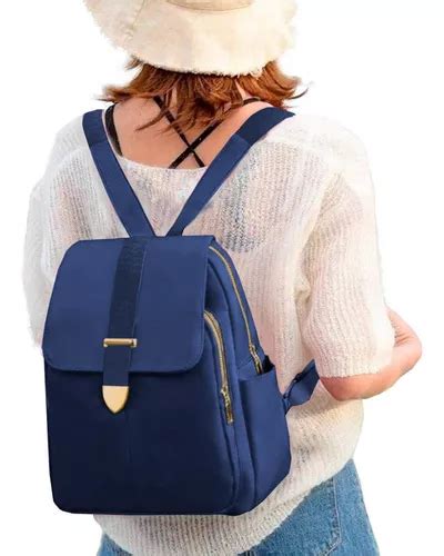 Bolsa Feminina Mochila Trabalho Fechamento Antifurto Social Cor Azul