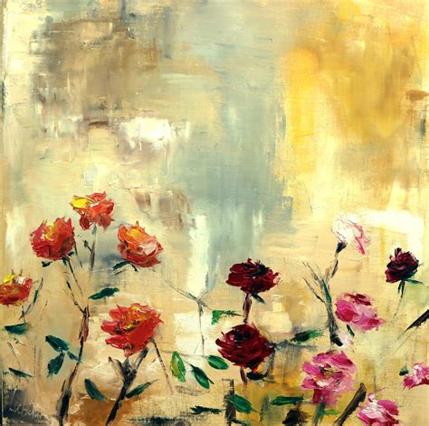 Roses Painting Abstract, Painting by Lubchik | Artmajeur