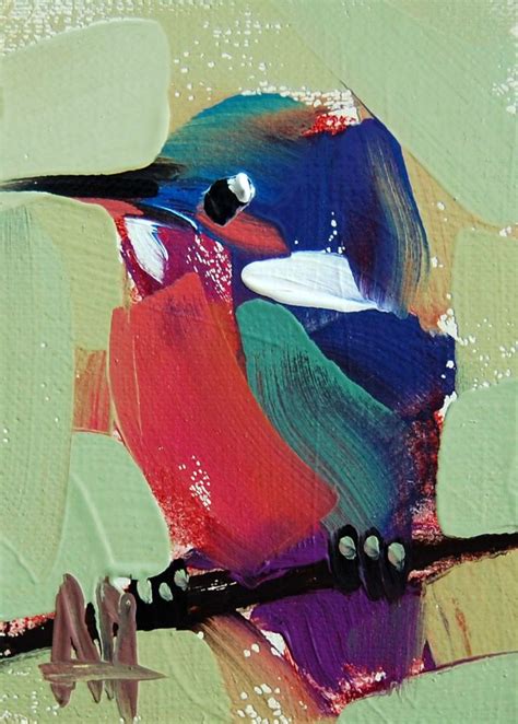 Kingfisher No Aceo Original Bird Oil Painting By Angela Moulton