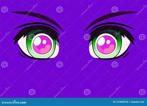 Anime Eyes on Purple Background . Cartoon Concept Style Stock Photo ...