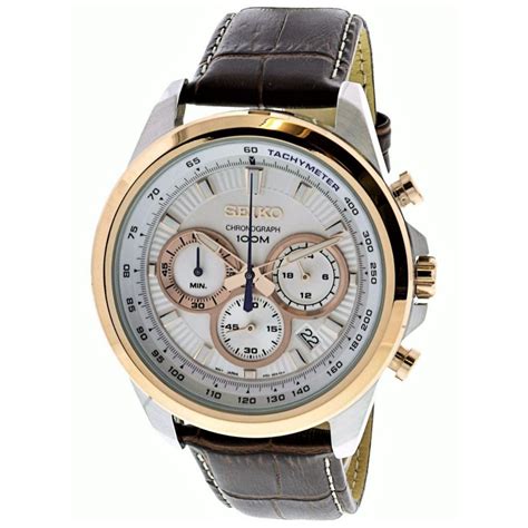 Seiko Neo Sports Chronograph Ssb Quartz Two Tone Gold Tachymeter