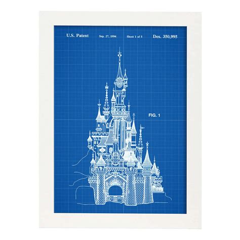 Poster Con Patente De Castillo Disney Lámina Con Diseño De Patente