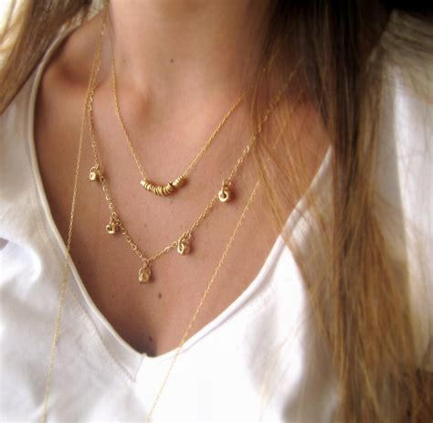 Layered Necklace Gold Layered Necklace Gold Necklace Dainty | Etsy