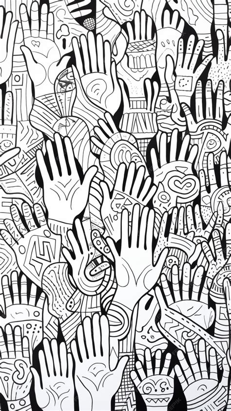 Premium Photo | A drawing of a group of hands with a lot of hands ...