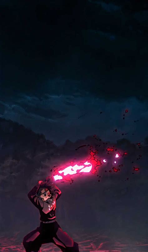 Tanjiro with red fires blade HD ENHANCED wallpaper pic for Mobile