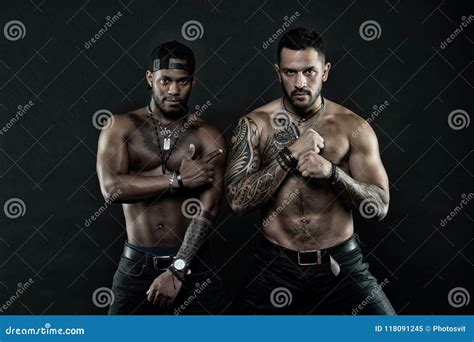 Athletes On Confident Faces With Nude Muscular Chests And Biceps Guys Sportsmen With Muscular