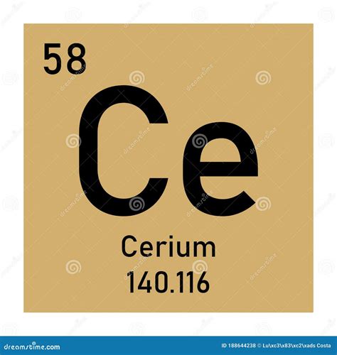 Cerium Ce Chemical Element Sign 3d Rendering Isolated On White