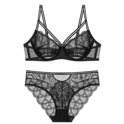 Hhh New Ultra Thin Lace Lingerie French Sexy Plus Size Big Breasts Small Comfortable Bra Set