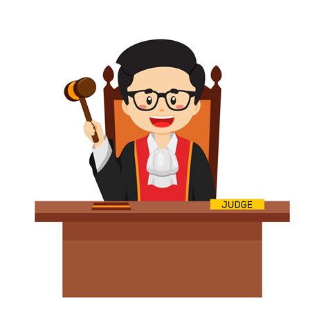 Judge Character Sitting Desk with Hammer Cartoon 24113216 Vector Art at Vecteezy