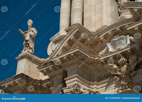 Particular of the Cathedral of Ortigia, Siracuse, Sicily Stock Image ...